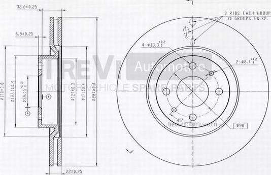 Trevi Automotive BD1198 - Гальмівний диск autocars.com.ua