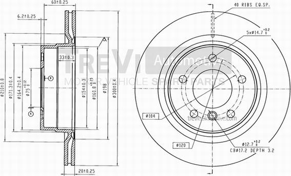 Trevi Automotive BD1204 - Гальмівний диск autocars.com.ua