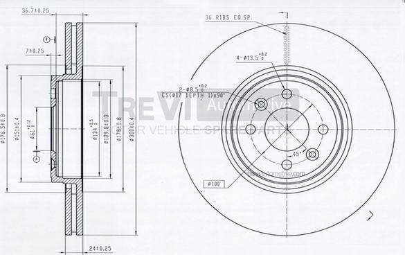 Trevi Automotive BD1208 - Гальмівний диск autocars.com.ua