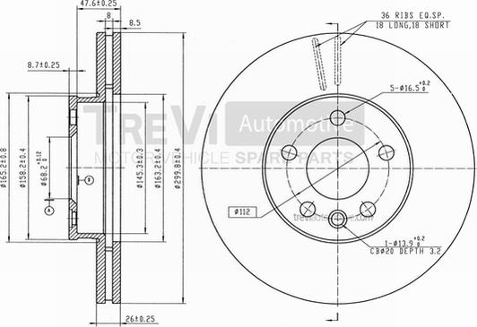 Trevi Automotive BD1211 - Гальмівний диск autocars.com.ua