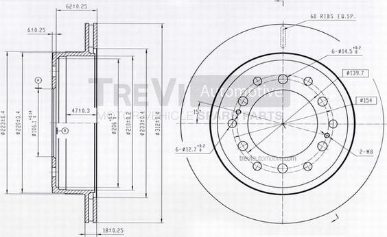 Trevi Automotive BD1220 - Гальмівний диск autocars.com.ua