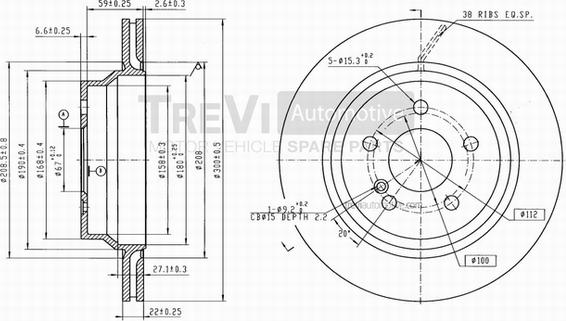 Trevi Automotive BD1222 - Гальмівний диск autocars.com.ua