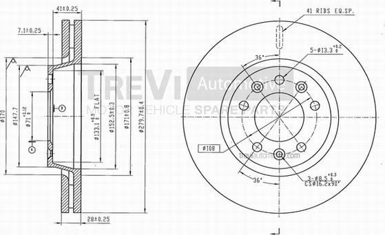 Trevi Automotive BD1223 - Гальмівний диск autocars.com.ua