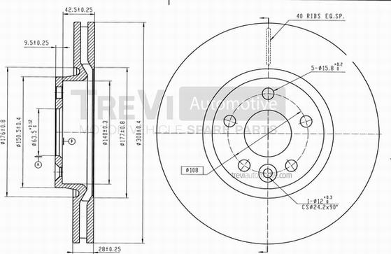 Trevi Automotive BD1224 - Гальмівний диск autocars.com.ua