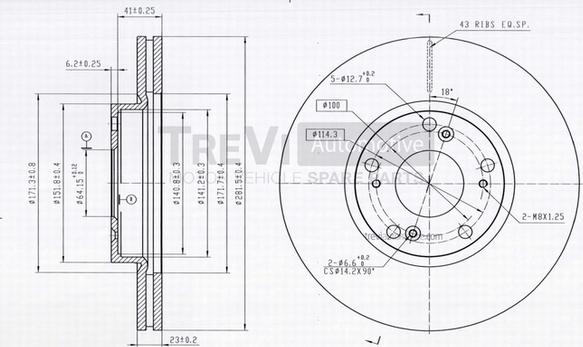 Trevi Automotive BD1227 - Гальмівний диск autocars.com.ua