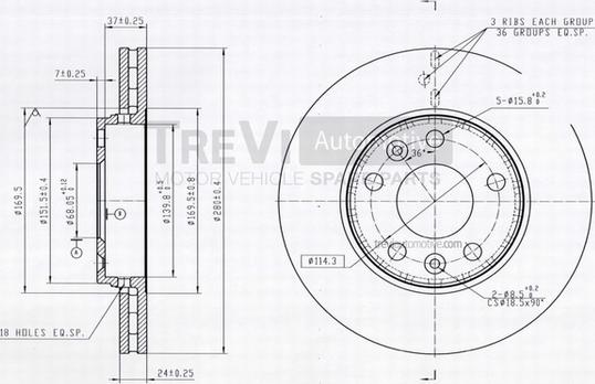 Trevi Automotive BD1235 - Гальмівний диск autocars.com.ua