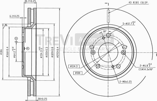 Trevi Automotive BD1242 - Тормозной диск autodnr.net