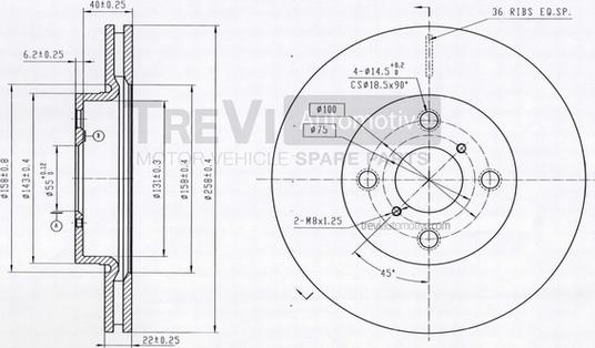 Trevi Automotive BD1243 - Тормозной диск autodnr.net