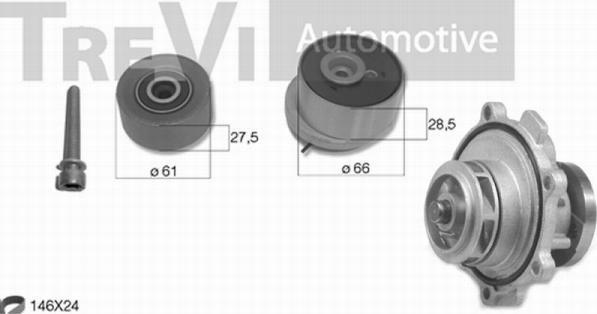 Trevi Automotive KD1382HP - Водяний насос + комплект зубчатого ременя autocars.com.ua