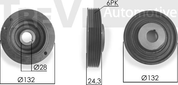 Trevi Automotive PC1058 - Ремінний шків, колінчастий вал autocars.com.ua