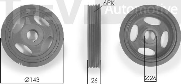 Trevi Automotive PC1134 - Ремінний шків, колінчастий вал autocars.com.ua