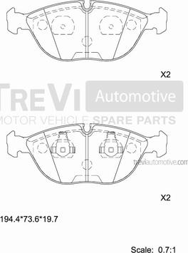 Trevi Automotive PF1000 - Тормозные колодки, дисковые, комплект autodnr.net