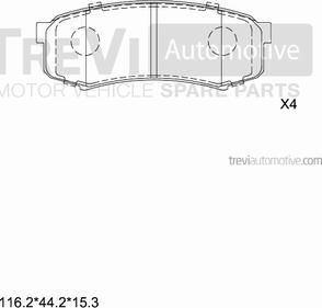 Trevi Automotive PF1007 - Гальмівні колодки, дискові гальма autocars.com.ua