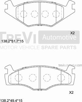 Trevi Automotive PF1018 - Гальмівні колодки, дискові гальма autocars.com.ua