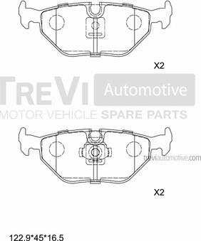 Trevi Automotive PF1020 - Тормозные колодки, дисковые, комплект autodnr.net