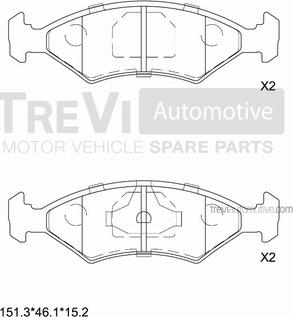 Trevi Automotive PF1021 - Гальмівні колодки, дискові гальма autocars.com.ua