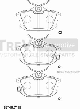 Trevi Automotive PF1027 - Тормозные колодки, дисковые, комплект autodnr.net