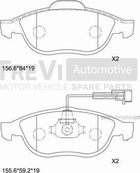 Trevi Automotive PF1038 - Гальмівні колодки, дискові гальма autocars.com.ua