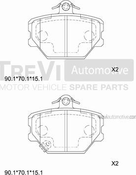 Trevi Automotive PF1043 - Гальмівні колодки, дискові гальма autocars.com.ua