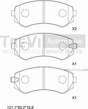 Trevi Automotive PF1044 - Гальмівні колодки, дискові гальма autocars.com.ua