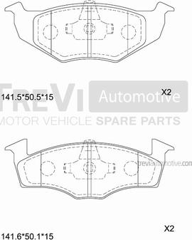 Trevi Automotive PF1049 - Гальмівні колодки, дискові гальма autocars.com.ua