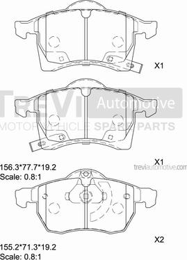 Trevi Automotive PF1053 - Гальмівні колодки, дискові гальма autocars.com.ua