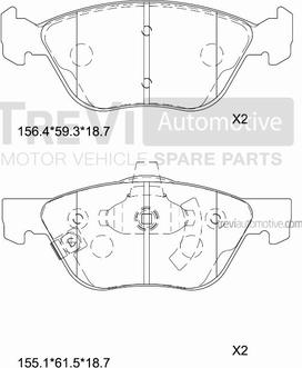 Trevi Automotive PF1054 - Гальмівні колодки, дискові гальма autocars.com.ua