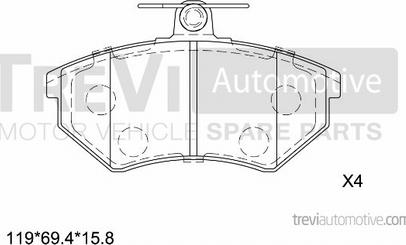 Trevi Automotive PF1060 - Гальмівні колодки, дискові гальма autocars.com.ua