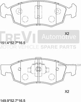 Trevi Automotive PF1076 - Гальмівні колодки, дискові гальма autocars.com.ua