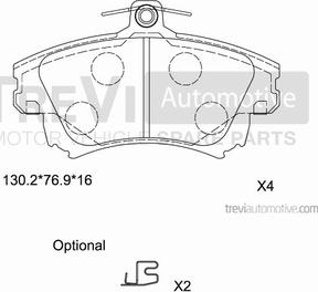 Trevi Automotive PF1079 - Гальмівні колодки, дискові гальма autocars.com.ua