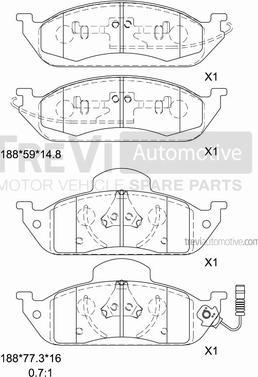 Trevi Automotive PF1086 - Гальмівні колодки, дискові гальма autocars.com.ua