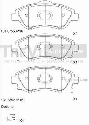 Trevi Automotive PF1100 - Тормозные колодки, дисковые, комплект autodnr.net