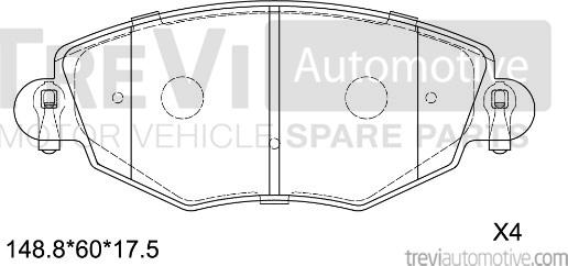 Trevi Automotive PF1101 - Гальмівні колодки, дискові гальма autocars.com.ua