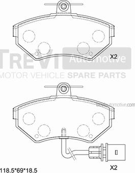 Trevi Automotive PF1110 - Гальмівні колодки, дискові гальма autocars.com.ua