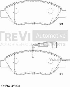 Trevi Automotive PF1118 - Гальмівні колодки, дискові гальма autocars.com.ua