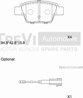 Trevi Automotive PF1119 - Гальмівні колодки, дискові гальма autocars.com.ua