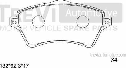 Trevi Automotive PF1122 - Гальмівні колодки, дискові гальма autocars.com.ua