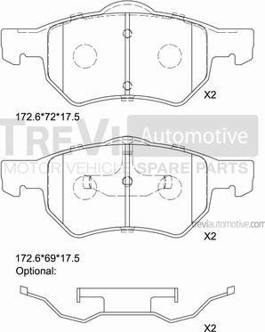 Trevi Automotive PF1123 - Гальмівні колодки, дискові гальма autocars.com.ua