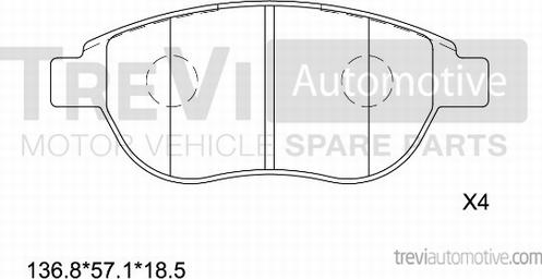 Trevi Automotive PF1125 - Тормозные колодки, дисковые, комплект autodnr.net