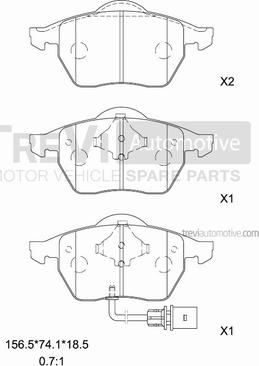 Trevi Automotive PF1133 - Гальмівні колодки, дискові гальма autocars.com.ua