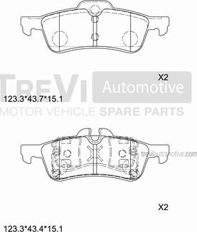 Trevi Automotive PF1135 - Гальмівні колодки, дискові гальма autocars.com.ua