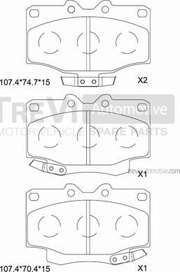 Trevi Automotive PF1138 - Гальмівні колодки, дискові гальма autocars.com.ua