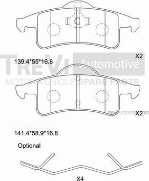 Trevi Automotive PF1147 - Гальмівні колодки, дискові гальма autocars.com.ua