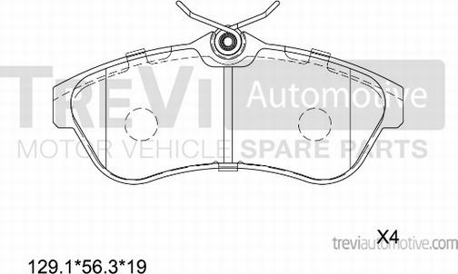 Trevi Automotive PF1160 - Гальмівні колодки, дискові гальма autocars.com.ua