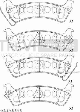 Trevi Automotive PF1163 - Гальмівні колодки, дискові гальма autocars.com.ua