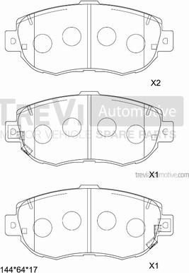 Trevi Automotive PF1167 - Гальмівні колодки, дискові гальма autocars.com.ua