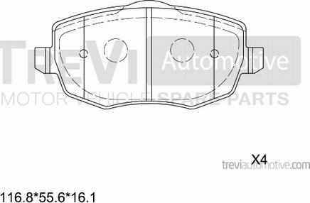 Trevi Automotive PF1178 - Гальмівні колодки, дискові гальма autocars.com.ua