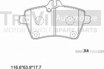 Trevi Automotive PF1179 - Гальмівні колодки, дискові гальма autocars.com.ua