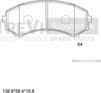 Trevi Automotive PF1186 - Гальмівні колодки, дискові гальма autocars.com.ua