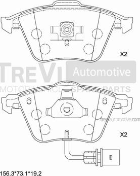 Trevi Automotive PF1199 - Гальмівні колодки, дискові гальма autocars.com.ua